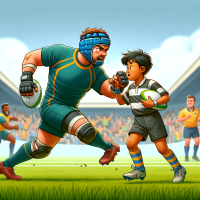 a kid punhcing another kid while playing rugby