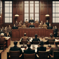 Create a cover for an Audiobook, no text, history, world war 2, nuremberg trial,
