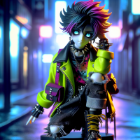 anime 80s goth in pose 