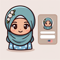 malaysia  teacher in cute cartoon vector style with tudung