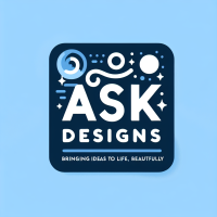 Create a simple logo ,the name is ASK Designs and the tagline is Bringing ideas to life, beautifully.it should be simple and eye catching,I don't really want 3d. The color I want is blue and white