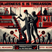 Poster Design Specifications Style: Soviet Constructivist meets Dystopian Industrial (sharp angles, high contrast, oppressive aesthetic)  1. Layout Hierarchy: Top 10%: Giant bold text: 