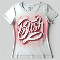 Women’s tee shirt with sexy script airbrush font stating Blush