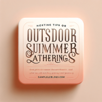 A minimalist Instagram post design with bold, elegant typography for summer outdoor hosting tips. The background is a soft, warm-toned gradient (light peach or blush) with subtle texture. The text is prominently displayed in a modern sans-serif font, with the phrase 'HOSTING TIPS FOR OUTDOOR SUMMER GATHERINGS' as the focal point. Include a small, discreet website URL at the bottom (e.g., 'random26blogs.com'). Keep the style clean, airy, and sophisticated, with a touch of summer vibes—no additional graphics or clutter