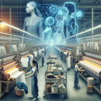 Apparel Manufacturing Operation introductory slide we have to make and image which represent the overall representation of apparel sector and a touch of AI