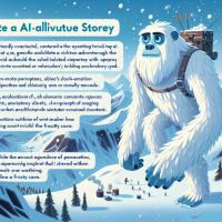 Create a cinematic vlog featuring a friendly AI-generated Yeti exploring remote snow-covered mountains. The Yeti narrates its journey with humor and occasional philosophical reflections about solitude and nature. Include drone-style shots, snowy soundscapes, slow-motion sequences of snowball fights, and scenes of the Yeti cooking a winter stew inside an icy cave. Ensure the character design is consistent and expressive, with fluffy white fur and glowing blue eyes.