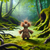 stylized character, hay doll, swamp, roots, magic, motanka 