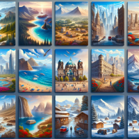 9 travel destination backgrounds with scattered eSIMs put aside the border of the picture