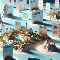 travel destinations with scattered eSIMs put aside the border of the picture