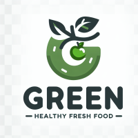 create logo مز: ورقة شجر صغيرة نازلة من فوق حرف G  الخط:  