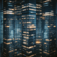 Skyscrapper windows at night texture