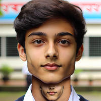 akta bangladeshi 15 bochor  school e pora celer matha, kan, chok ,nak, mok, akdom normal thakbe chin r jaw ta boro thakbe akto beshi oi boro age image thake boro 
