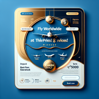 Color Scheme: Bold blue (#0056A3 or #003580), gold (#FFD700), and white for a sleek, premium look.  Fonts: Modern sans-serif (e.g., Poppins, Montserrat, or Gilroy) with bold headings for emphasis.  Logos/Icons: Neatly arranged airline logos (US-Bangla, Biman, Emirates, Qatar Airways, etc.) in a horizontal or slightly curved layout.  Cashback Graphic:  A small circular or badge-style graphic showing: 
