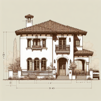 Front elevation for house size 31*43 spanish double story with balcony corner house