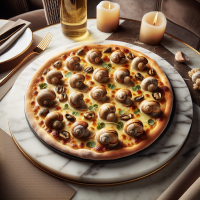Can you makea picture of escargot pizza with much cheeze? Can you also make it that it may sell in a expensive restautant or something??