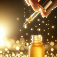  skincare vitamin c serum extreme close-up drops of its yellowish golden hue color 