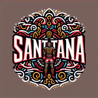 make me a logo that says SANTANA and make it in the same style that would be on muaythai shorts